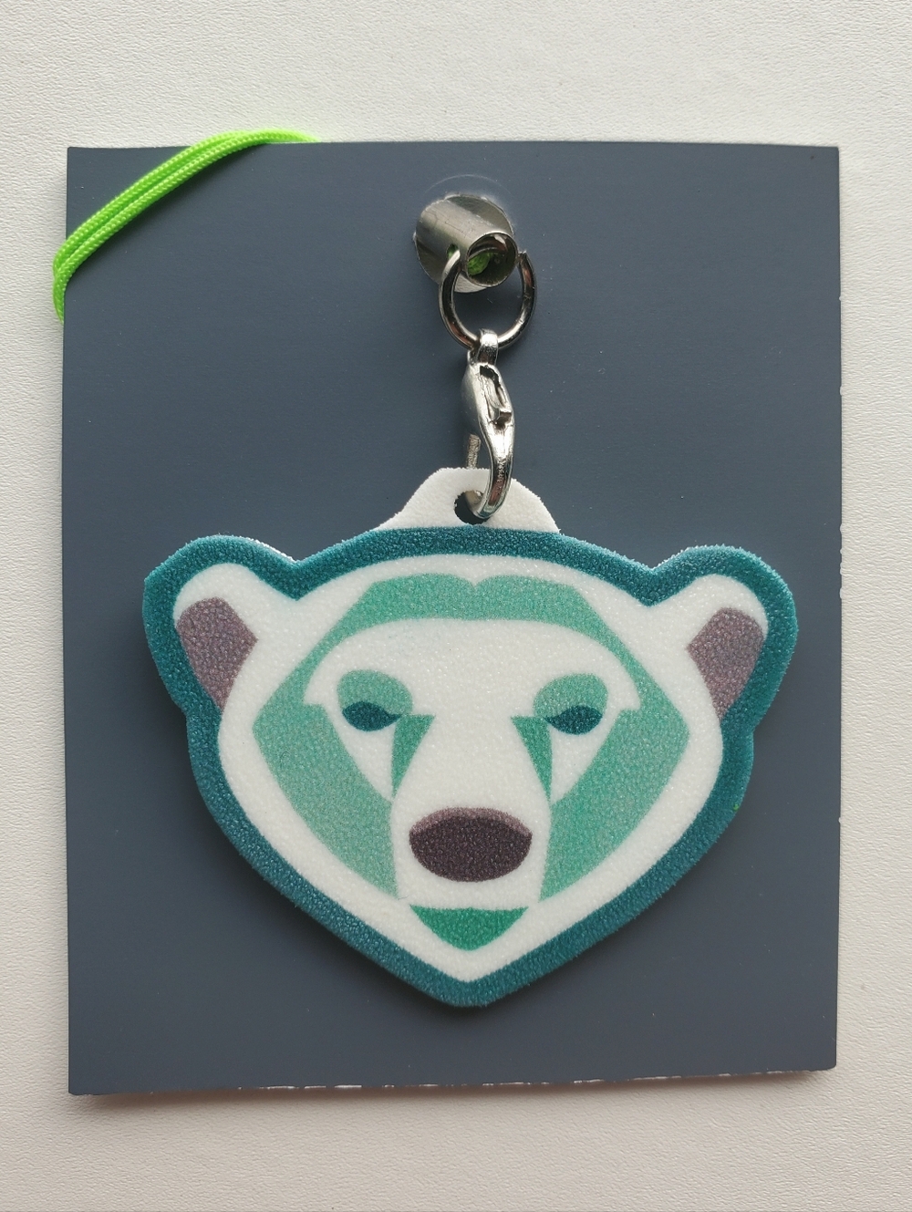 Handmade Teal Geometric Polar Bear Charms/Keychains/Ornaments By Mattoodles